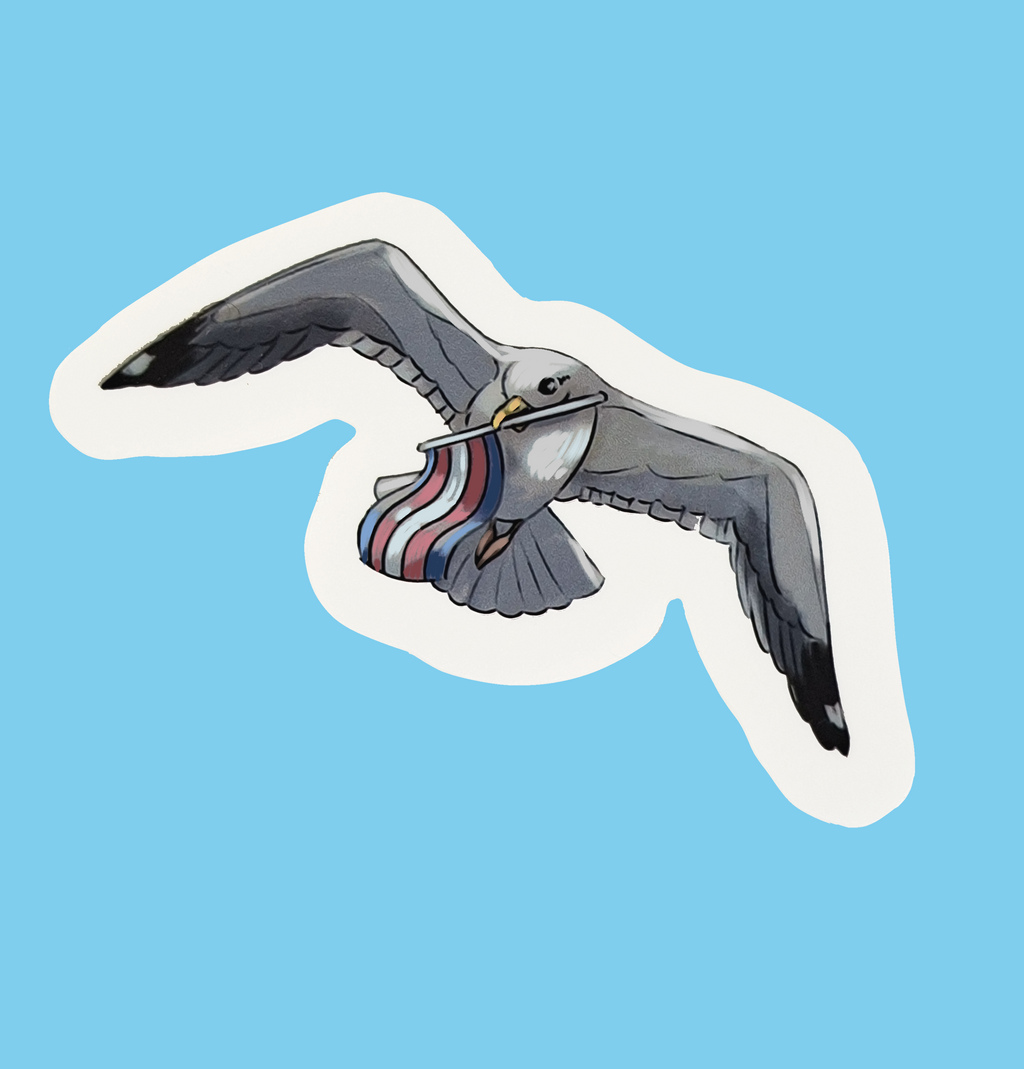 Zilvermeeuw Trans pride transparante sticker