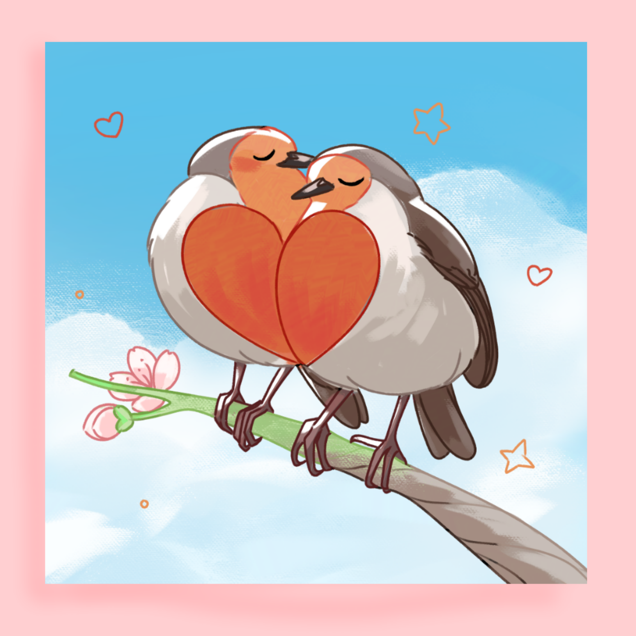 Valentijnskaart Roodborstjes